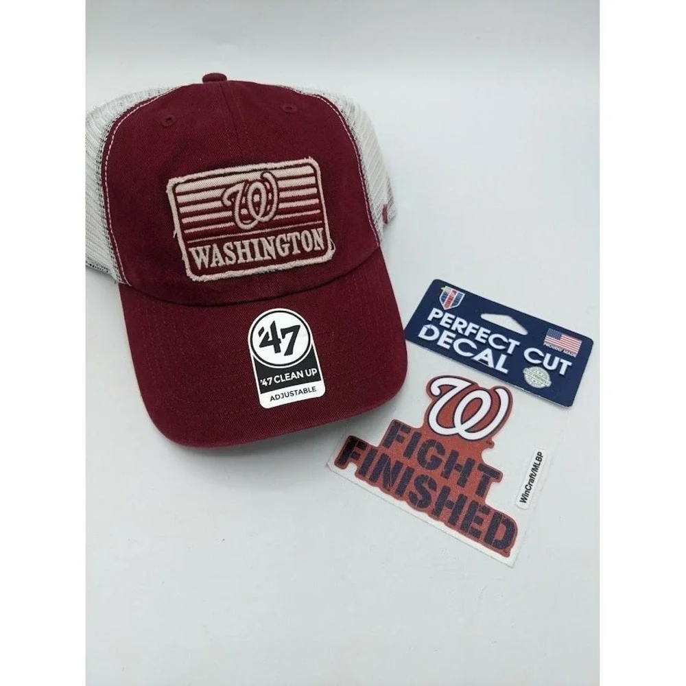 Washington Nationals MLB 47'‎ Snap Back Trucker Hat w/ Sticker Decal NEW